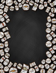 Halloween frame with mummies, black background - 3D illustration