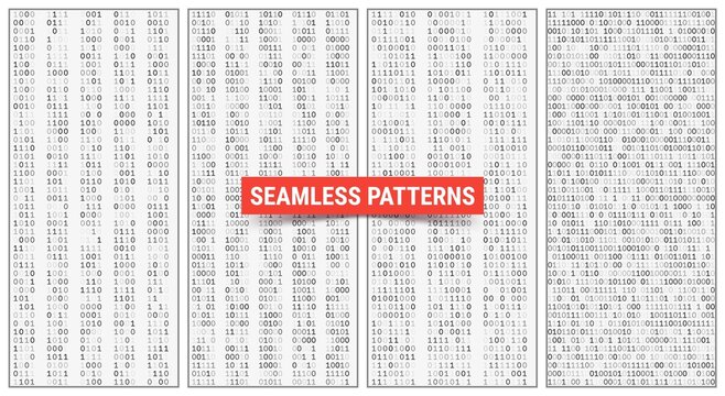 Binary code seamless patterns. Machine code in columns.