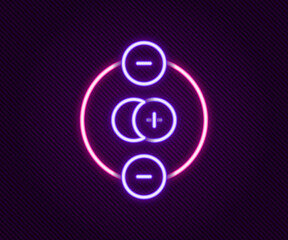 Glowing neon line Atom icon isolated on black background. Symbol of science, education, nuclear physics, scientific research. Colorful outline concept. Vector