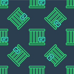 Line Animal cage icon isolated seamless pattern on blue background. Vector