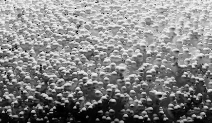 3d render of monochrome black white abstract art of surreal 3d background texture based on mix chaotic random big and small white balls particles   