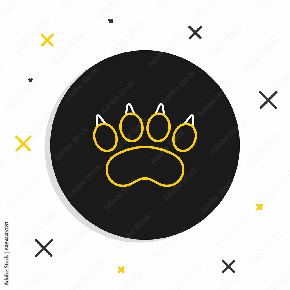 Poster line bear paw footprint icon isolated on white background. colorful outline concept. vector