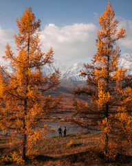 two people in nature autumn