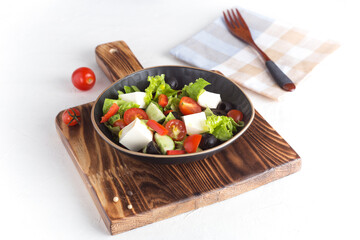 Diet menu, healthy vegan vegetable salad. Vegetarian lunch. Weight loss, top view. Healthy food.