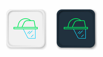 Line Firefighter helmet or fireman hat icon isolated on white background. Colorful outline concept. Vector