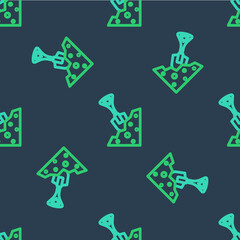 Line Shovel and stone icon isolated seamless pattern on blue background. Gardening tool. Tool for horticulture, agriculture, farming. Vector