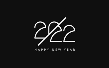 Happy New Year 2022 text design. Minimalistic text template