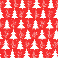 Obraz premium seamless christmas tree pattern in flat design