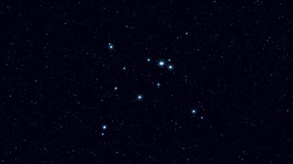 Aquila (The Eagle) constellation, gradually zooming rotating image with stars and outlines, 4K educational video 