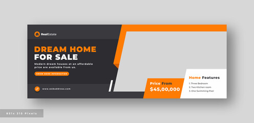 Real estate social media facebook cover web banner template