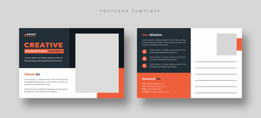 Corporate business or marketing agency postcard template