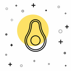 Black line Avocado fruit icon isolated on white background. Random dynamic shapes. Vector