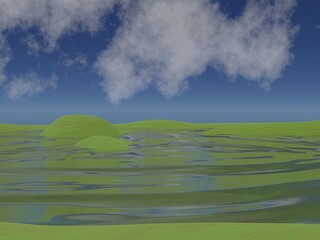 Obraz na płótnie Canvas landscape with grass and blue sky
