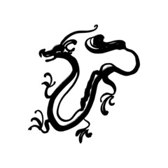 Obraz premium China dragon brush ink art. Chinese calligraphy magic Horoscope animal design.