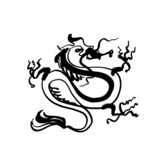 China dragon brush ink art. Chinese calligraphy magic Horoscope animal design.