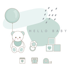 Baby Shower Card. Icon Collection