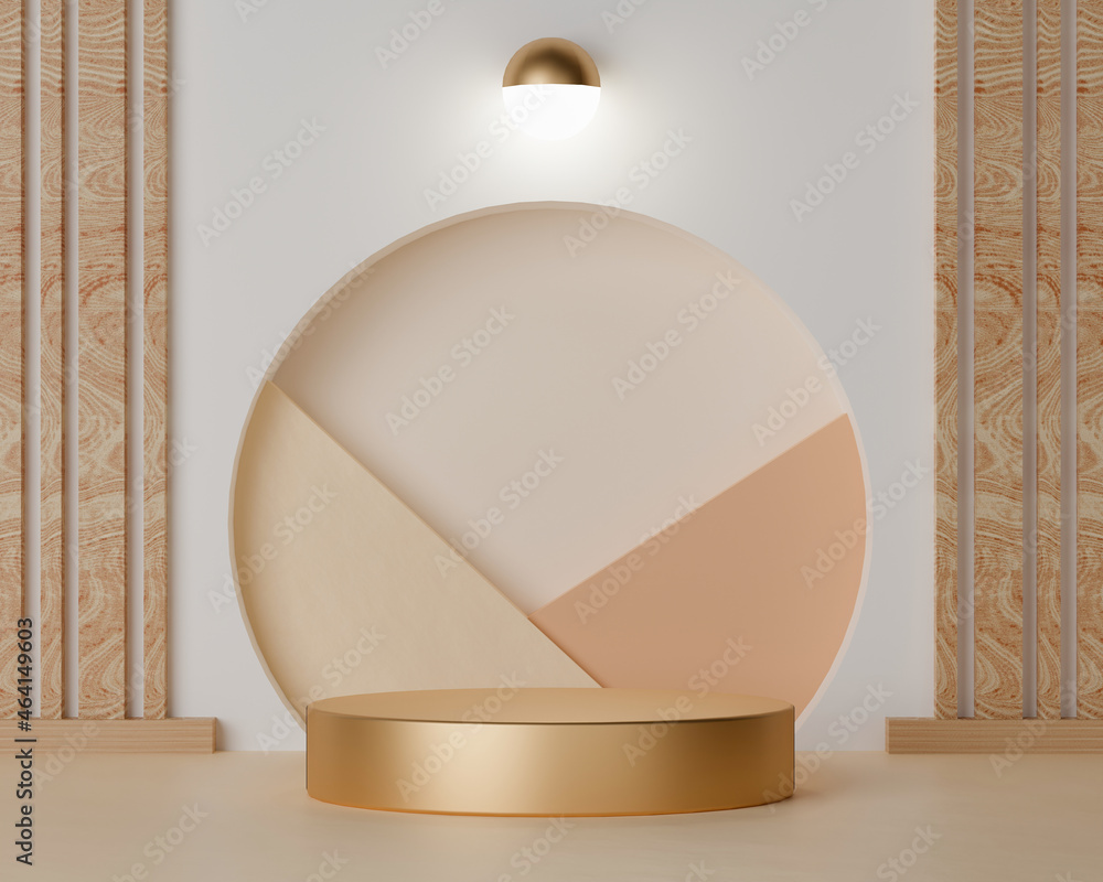 Poster 3d rendering empty cylinder podium bright background. abstract geometric composition scene for produ