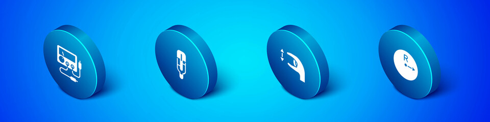 Set Isometric Multimeter, voltmeter, Approximate measurements, Radius and Medical thermometer icon. Vector