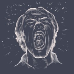 a man that screams with rage. Portrait of a man, angry and aggressive, dangerous