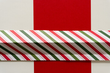 fancy striped cardboard on red paper