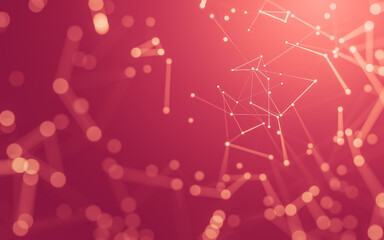 Abstract background. Molecules technology with polygonal shapes, connecting dots and lines. Connection structure. Big data visualization.