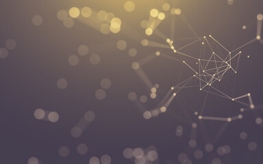 Abstract background. Molecules technology with polygonal shapes, connecting dots and lines. Connection structure. Big data visualization.