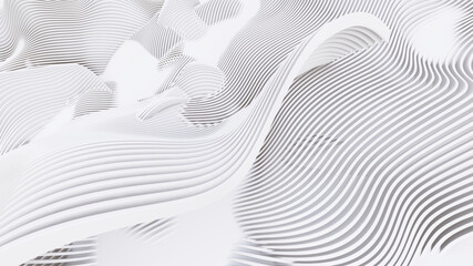 Abstract Curved Shapes. White Circular Background.