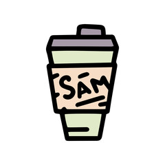 takeaway coffee cup color vector doodle simple icon