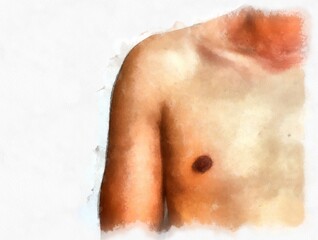 male body watercolor style illustration impressionist painting.