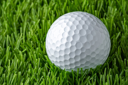 A golf ball on an artificial turf. Screen Golf