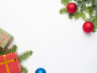 Christmas or New Year decorations on the white background