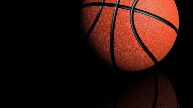 Rendering Brown-Black Leather Basketball Design Background.  3D illustration. 3D CG. High resolution.
