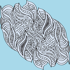 Vintage floral doodle element. Paislie shapes coloring page.