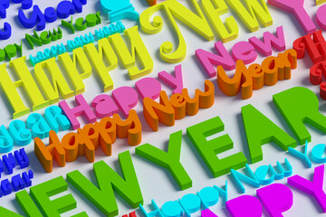 3d Happy new year background typography style