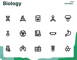 Set of vector line icons of biology set for modern concepts, website, apps, and ads.