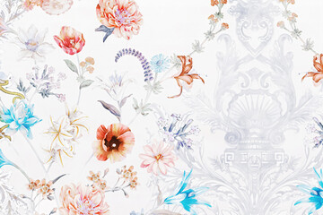 Watercolor bouquet and paisley illustration