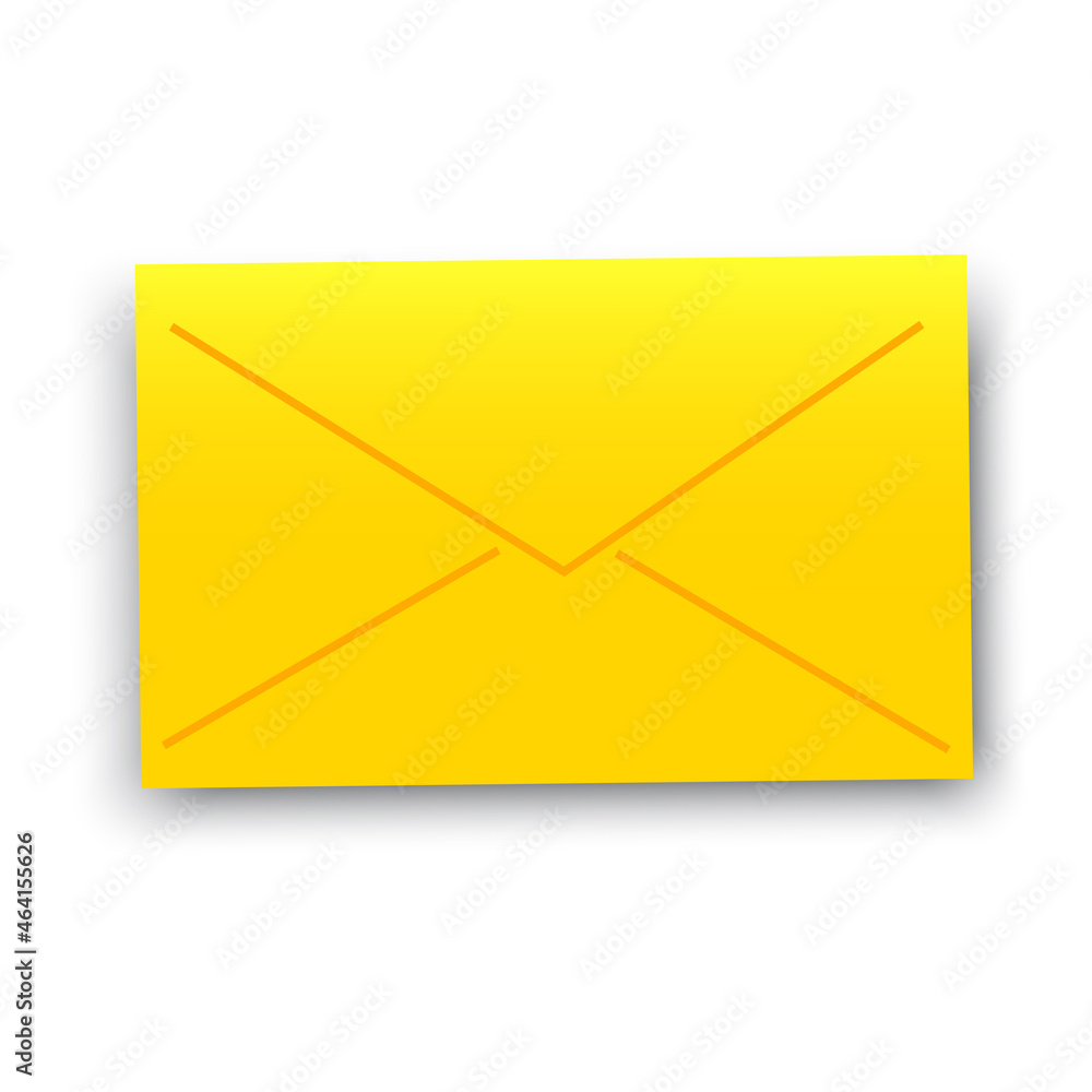 Poster yellow envelope sign. message icon. mail letter. post element. freehand design. vector illustration.