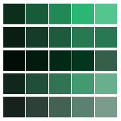 Green color palette. Square elements. Print design. Set collection. Abstract background. Vector illustration. Stock image.