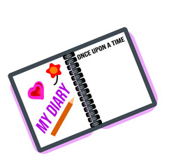 Vector of a teenager's diary, with illustrations and phrases from my diary and once upon a time 