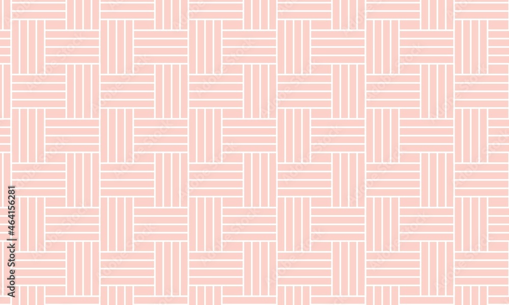 Wall mural geometric pattern of squares connecting white lines on a pink background