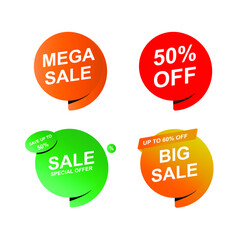 Sale of Special Offers and Discount Gradient Banner Template Vector Design. Set of colorful sale labels