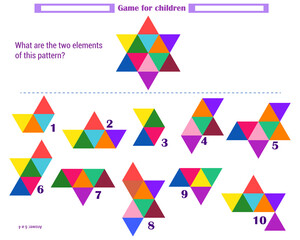   Logic game for children. What elements does the pattern consist of