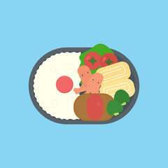 シンプルでかわいいお弁当のイラスト