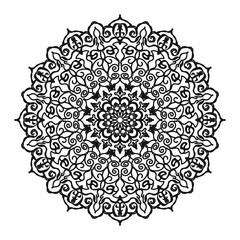Circular pattern in the form of a mandala for Henna, Mehndi, tattoos, decorations. Decorative decoration in ethnic oriental style. Coloring book page.