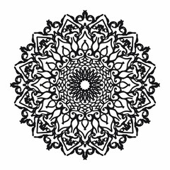 Circular pattern in the form of a mandala for Henna, Mehndi, tattoos, decorations. Decorative decoration in ethnic oriental style. Coloring book page.
