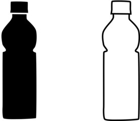 ペットボトルに入ったミネラルウォーターのシルエット