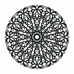 Circular pattern in the form of a mandala for Henna, Mehndi, tattoos, decorations. Decorative decoration in ethnic oriental style. Coloring book page.