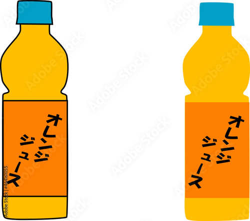 ペットボトルに入ったオレンジジュースのイラスト素材 Poster V 0 0 V