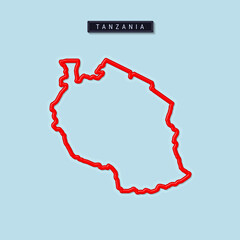 Tanzania bold outline map. Vector illustration