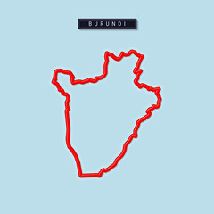 Burundi bold outline map. Vector illustration